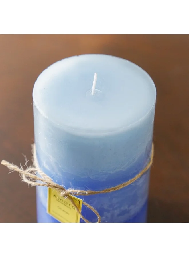 DANUBE HOME Amara Pillar Candle Pillar Candles Decorative Candles Birthday Candles SPA Candles Party Candles Long Burning Hours Multi Blue 9X15Cm 820G