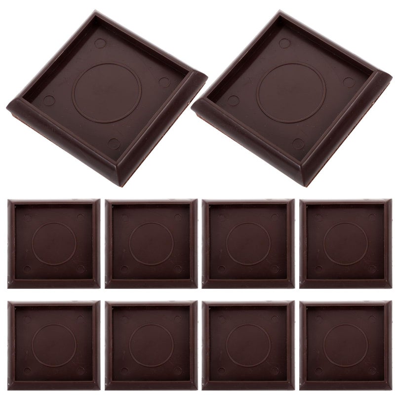 10pcs 2 Inch Square Plastic Caster Cups Felt Pads Anti Slip Floor Protectors For Hardwood And Carpet - Image 2
