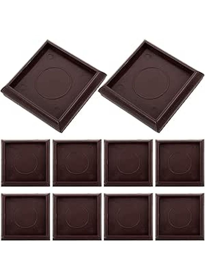 10pcs 2 Inch Square Plastic Caster Cups Felt Pads Anti Slip Floor Protectors For Hardwood And Carpet - Image 1