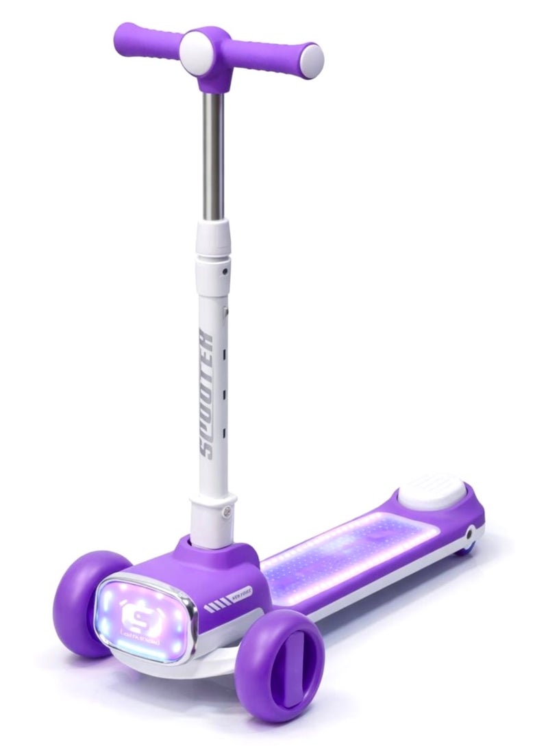 Kids 3-Wheel Scooter with LED Lights, Music & Front Headlight – Adjustable Handlebar – Rear Brake – Ages 3–12 - Image 1