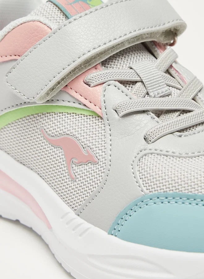 كانغاروس Girls' Colourblock Sports Shoes with Hook and Loop Closure