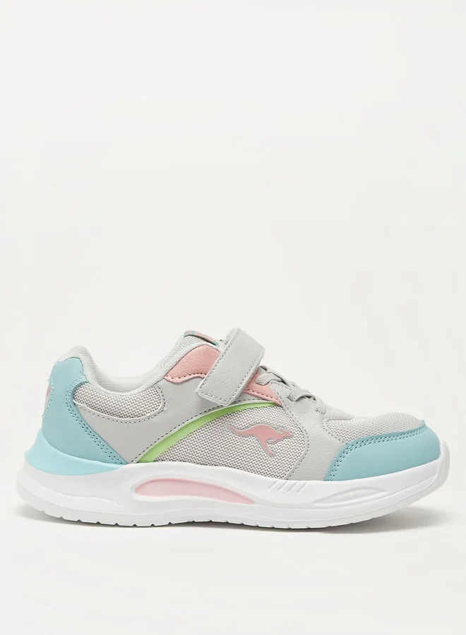 كانغاروس Girls' Colourblock Sports Shoes with Hook and Loop Closure