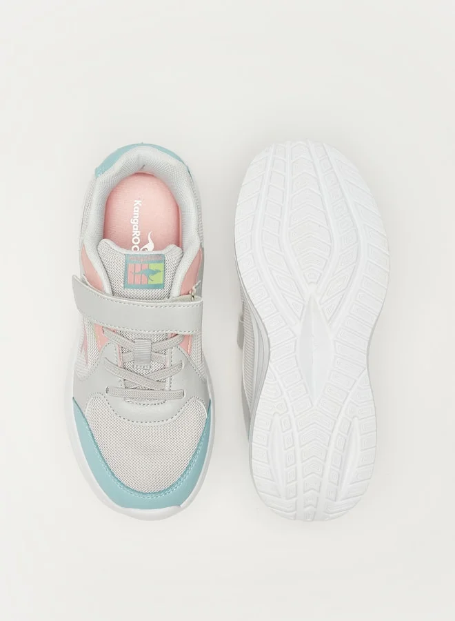 كانغاروس Girls' Colourblock Sports Shoes with Hook and Loop Closure