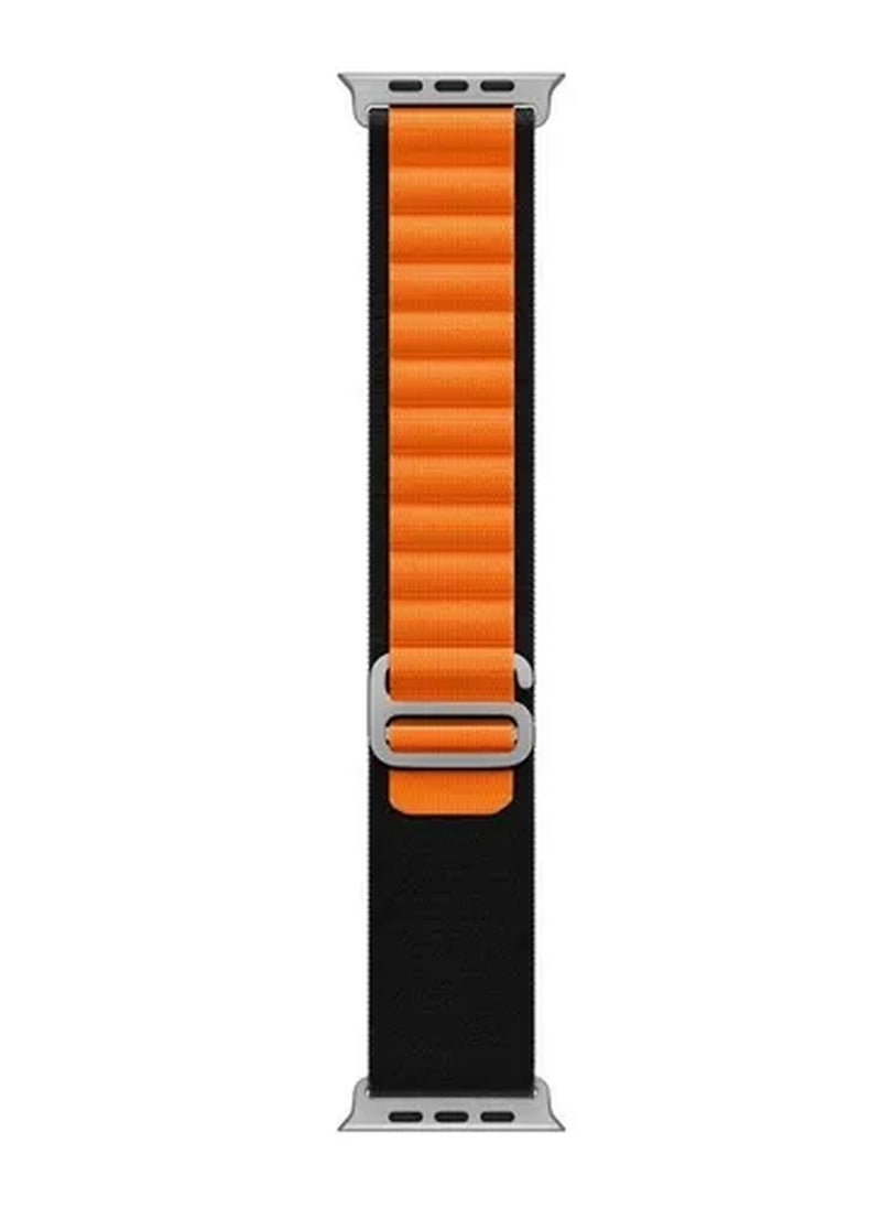 ماركة غير محددة - حزام رياضي منسوج من النايلون لساعة Apple مقاس 49 مم / 45 مم / 44 مم متوافق مع iWatch Series 8 / Ultra / 7 / SE / 6/5/4/3/2/1 برتقالي / أسود - Image 1