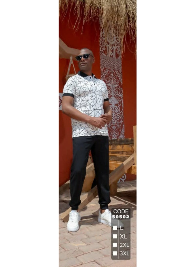 ترنج رجالي صيفي خروج قطن فاخر نقي100% - تصميم انيق وشيك لون اسود  - مقاس L - Image 5