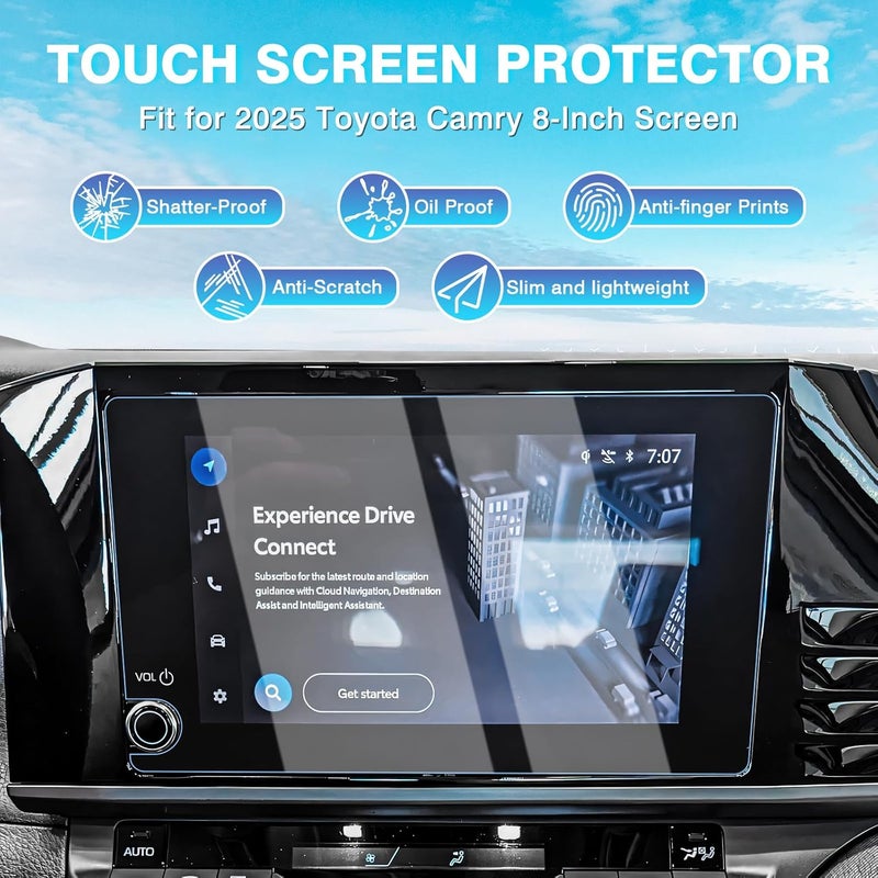 Karltys 【Upgrade 2 Pack Screen Protector for 【No Glare u0026 Fingerprint】 Tempered Glass Toyota Camry LE/SE 2025 2026 8-Inch - Image 2