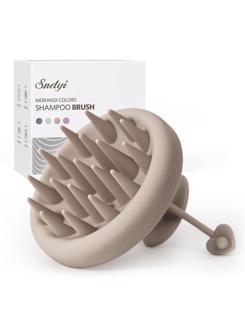 Sndyi Silicone Scalp Massager Shampoo Brush Hair Scrubber with Soft Silicone Bristles Scalp ScrubberExfoliator for Dandruff Removal Wet Dry Scalp Brush for Hair Growth  Scalp Care Khaki