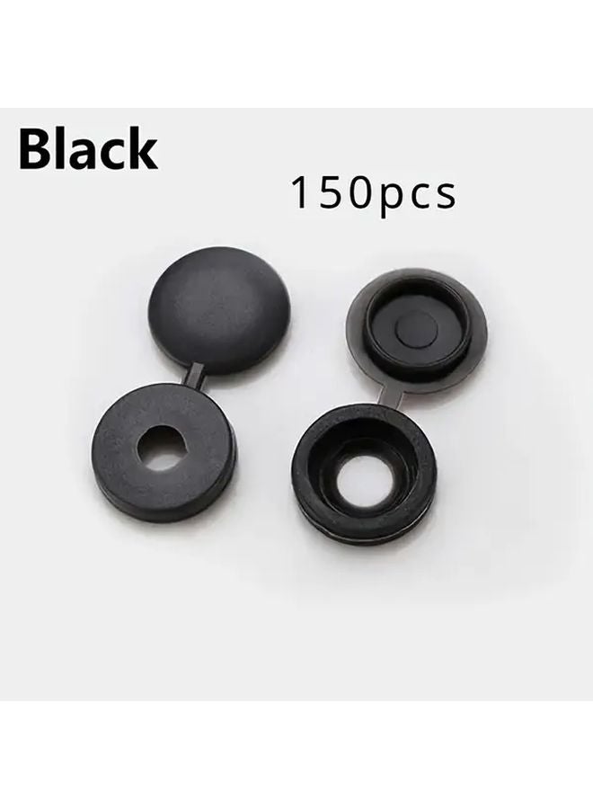 150 قطعة من الأغطية البلاستيكية السوداء برأس مسطح لحماية براغي لمشاريع البناء - Image 1