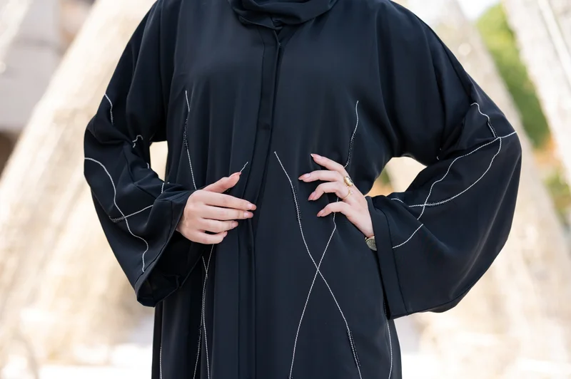 NUKHBAA Magestic abaya of stunning design with handwork embellishments-N3A