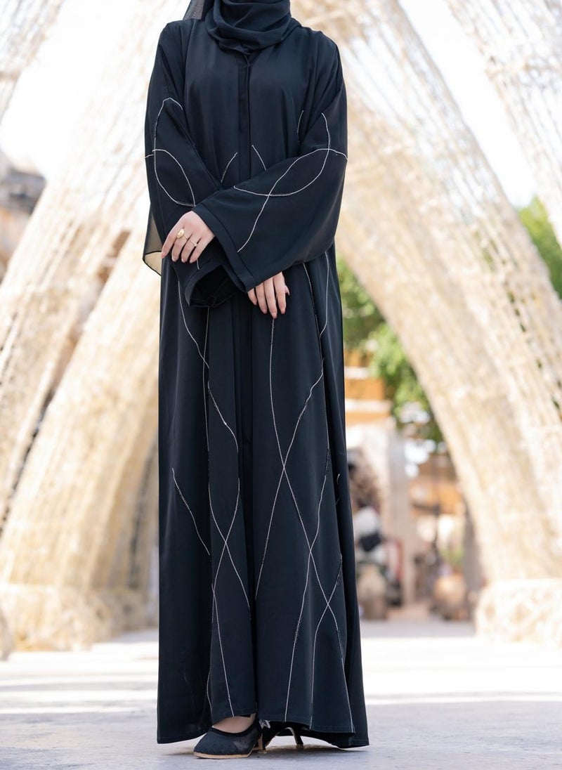 NUKHBAA Magestic abaya of stunning design with handwork embellishments-N3A  - Image 1