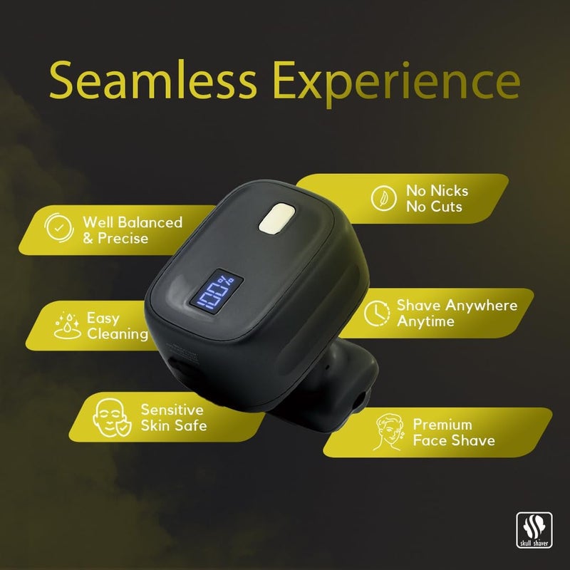 Skull Shaver One Lion Gold Pro Face Shaver for Men - Electric Shaver with Stepped Twin Foil, Gold - Image 3