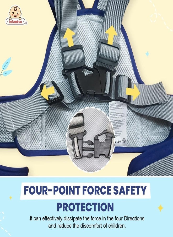 INFANTSO Safety Belts for Kids for Bike & Scooty (Blue), 2 Wheeler Vehicle Harness Belt with Four Point Safety Protection, Portable Seat Belts with Reflective Straps for Children & Toddlers - Image 5