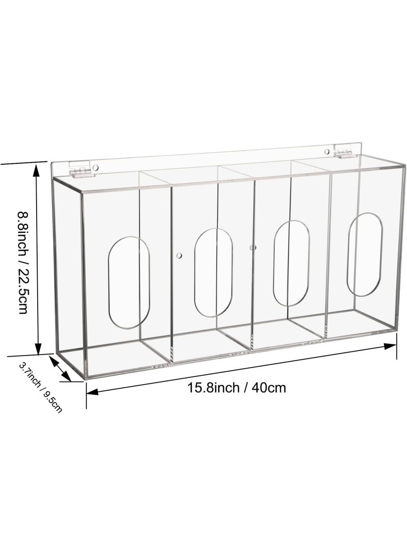 Slasa SLASA Wall Mounted PPE Dispenser Organizer – Acrylic 4-Compartment Holder for Face Masks, Gloves, Sanitizer, Hairnets, Tissue – Clear Hygiene Box for Clinic, Office, Salon (40 x 22.5 x 9.5 cm)  - Image 4