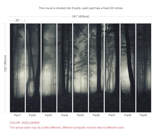 MFWFM Foggy Forest Wallpaper Misty Jungle Rainforest Trees Nature Landscape Wall Mural(Not Peel n' Stick) - Image 5