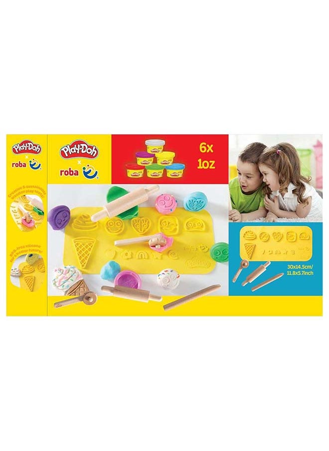 Play-Doh Play-Doh x Roba Play Set with Wooden Tools, Modelling Tins & Apron  - Image 1