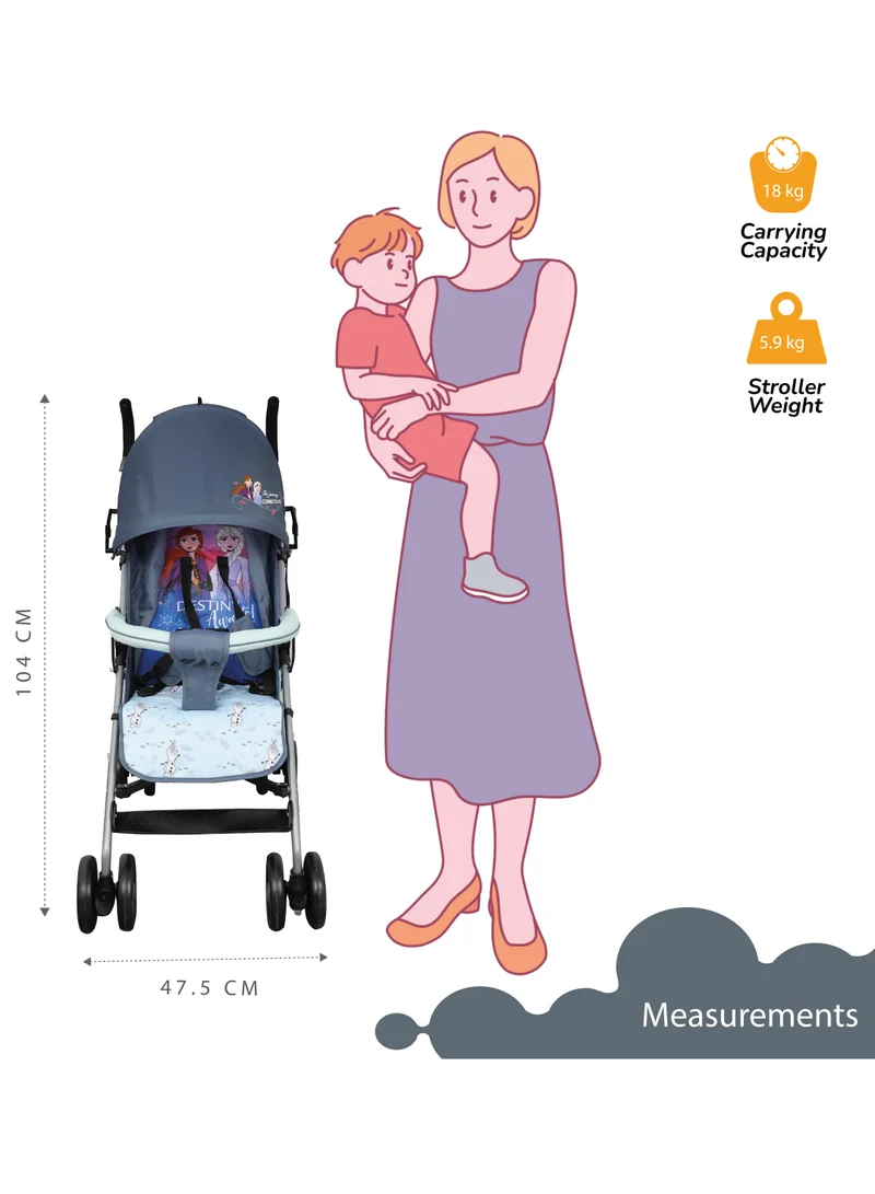 Disney Frozen 2 Lightweight Adventure Stroller + Storage Cabin 0-36 months, Compact Design, Shoulder Strap, Adjustable Reclining Seat and More. 1.0 Count,