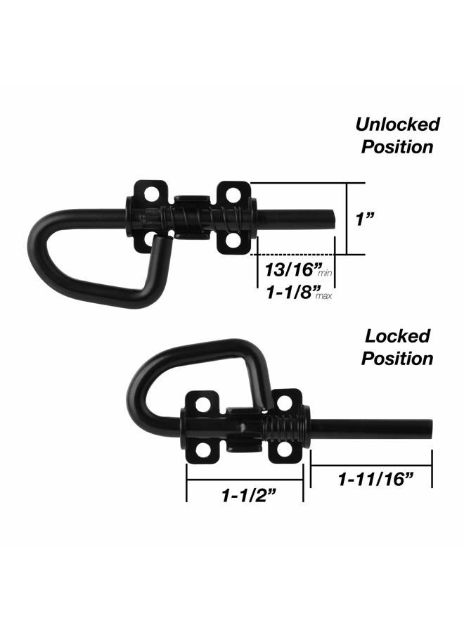 SANKINS Loop Style Spring Locking Barrel Bolts Door Latch Hardware for Sheds, Gates, Barn Doors, Wooden Window, Chicken Coops Black - 1 pair Includes 8 Screws - Image 2
