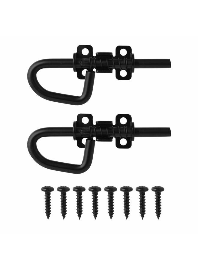 SANKINS Loop Style Spring Locking Barrel Bolts Door Latch Hardware for Sheds, Gates, Barn Doors, Wooden Window, Chicken Coops Black - 1 pair Includes 8 Screws - Image 1