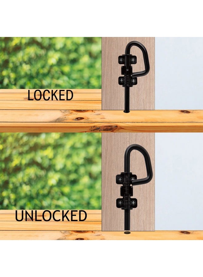 SANKINS Loop Style Spring Locking Barrel Bolts Door Latch Hardware for Sheds, Gates, Barn Doors, Wooden Window, Chicken Coops Black - 1 pair Includes 8 Screws - Image 4