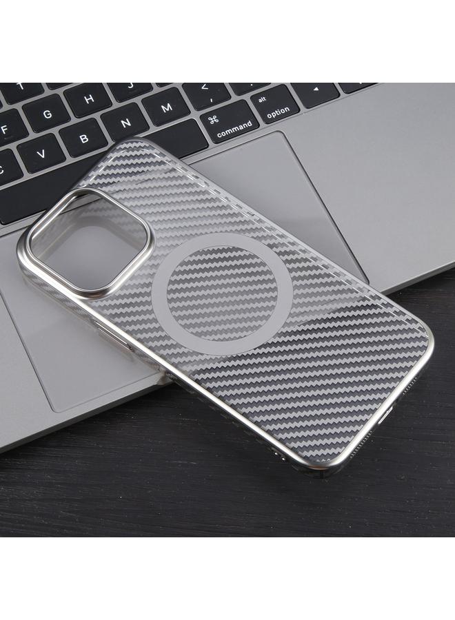 زبون جراب لهاتف iPhone 13 Pro Max مصنوع من ألياف الكربون المطلية بـ 6D، جراب شفاف من Magsafe PC - Image 4