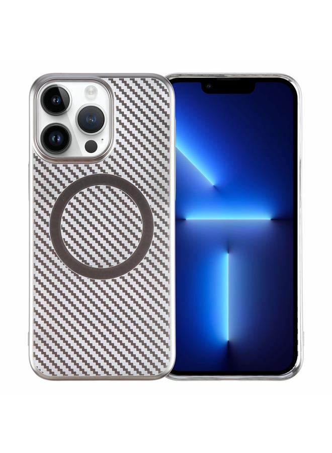 زبون جراب لهاتف iPhone 13 Pro Max مصنوع من ألياف الكربون المطلية بـ 6D، جراب شفاف من Magsafe PC - Image 1