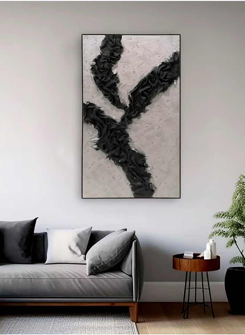 Living - ديكور منزلي لوحة مرسومة يدويًا على قماش سميك الملمس جداري فني ثلاثي الأبعاد 70*140 سم - Image 1