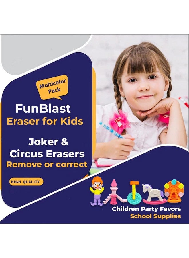 FunBlast Eraser for Kids - Cartoon Joker & Circus Theme Erasers Set for Kids, Eraser Set for Return Gift, Stationary Set for Kids, Rubber Eraser for Kids, Stationary Set for Kids (12 Pcs) - Image 4