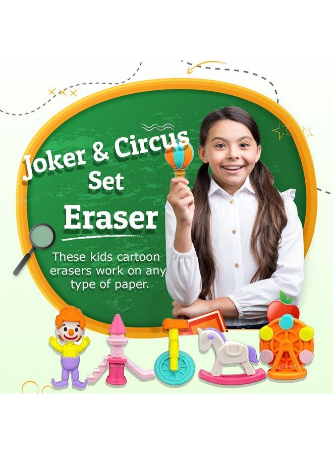 FunBlast Eraser for Kids - Cartoon Joker & Circus Theme Erasers Set for Kids, Eraser Set for Return Gift, Stationary Set for Kids, Rubber Eraser for Kids, Stationary Set for Kids (12 Pcs) - Image 2