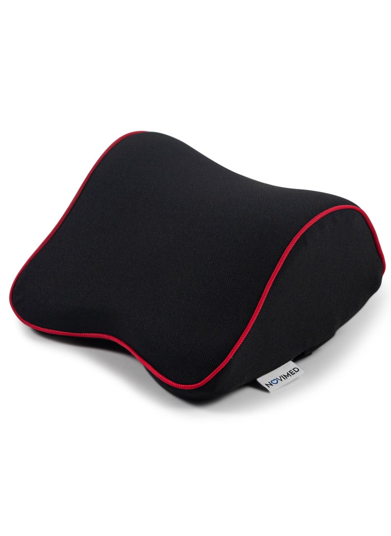 NOVIMED - Novimed Orthopedic Car Neck Rest Pillow with memory foam, Black with Red Lining - Image 1