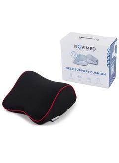 NOVIMED Novimed Orthopedic Car Neck Rest Pillow with memory foam, Black with Red Lining  - Image 1