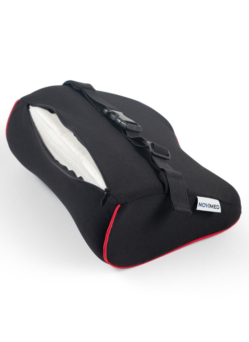 NOVIMED - Novimed Orthopedic Car Neck Rest Pillow with memory foam, Black with Red Lining - Image 1