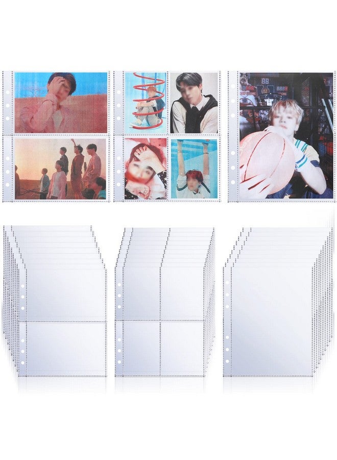 Chengu 30 Pcs Binder Pockets Clear 4 Pocket 2 Pocket 1 Pocket Pouch Document Folders Trading Card Binder Card Sleeves Photo Album Pages For 6 Ring Binder A5 Pocket Sleeves Refill Sheets  - Image 1