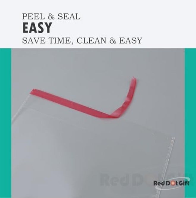 Red Dot Gift® 100 pcs (40X50+3cm) Plastic Bags self-sealing Cellophane Crystal Shiny Clear Cello Transparent Pouch Self-Adhesive Resealable for packing and  storage - Image 5