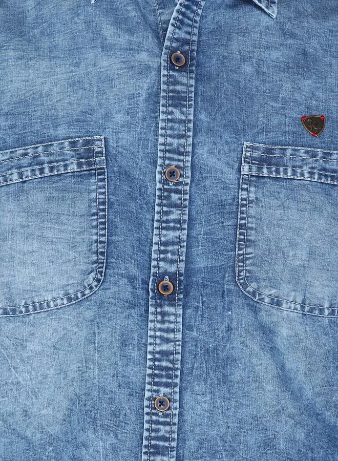 Kuons Avenue  KUONS AVENUE Men Blue Washed Denim Shirt for Men | Best Price UAE