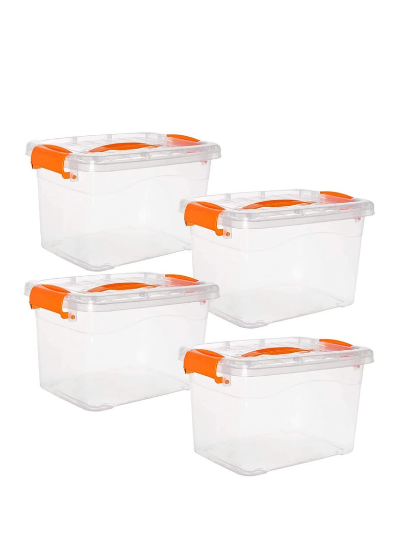 4pcs Clear Storage Box Plastic Storage Bins with Lids,Wheels and Handle Stackable Storage Containers Large Capacity Organizing Boxes for Home Offices Cars(15L,36x25x20cm) - Image 1