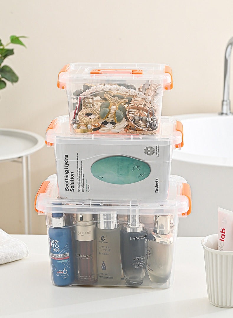 4pcs Clear Storage Box Plastic Storage Bins with Lids,Wheels and Handle Stackable Storage Containers Large Capacity Organizing Boxes for Home Offices Cars(15L,36x25x20cm) - Image 3