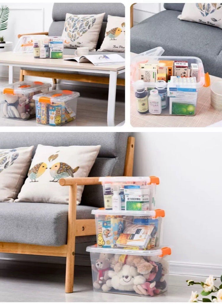 4pcs Clear Storage Box Plastic Storage Bins with Lids,Wheels and Handle Stackable Storage Containers Large Capacity Organizing Boxes for Home Offices Cars(15L,36x25x20cm) - Image 5