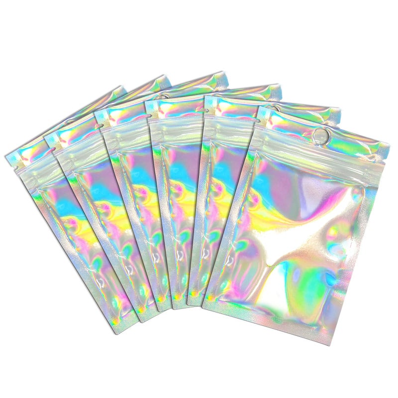 Trunple Resealable Foil Pouch Bag [100 PCS ] Great for Party Favor Food Storage (Holographic Color, 3 x 4 Inch) - Image 1