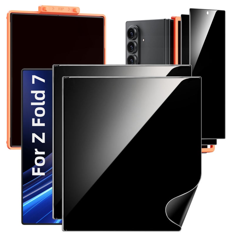 Hoerrye for Samsung Galaxy Z Fold 7 30Â° Privacy Screen Protector - [with Auto Align Frame Accessories] [2 Pack Inside Flexible TPU Film + 2 Pack Front Tempered Glass] No Creases,No Bubbles - Image 1