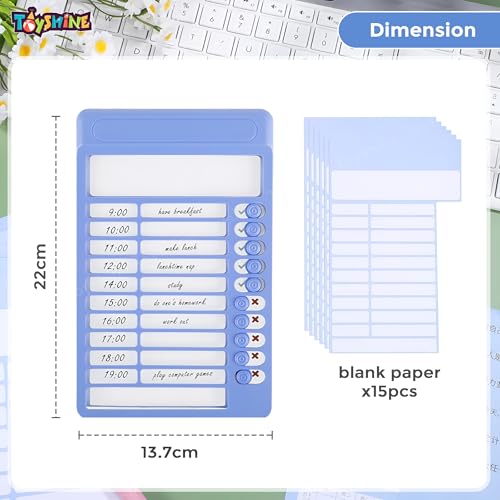 Toyshine Portable Self-Discipline Chores Chart|Schedule Tracker with 15 Pcs Blank Paper Sliding Morning Routine Planner|Daily Checklist Board Perpetual Planning Reminder for Home School Office -Blue - Image 5