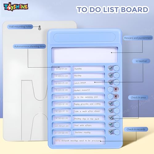 Toyshine Portable Self-Discipline Chores Chart|Schedule Tracker with 15 Pcs Blank Paper Sliding Morning Routine Planner|Daily Checklist Board Perpetual Planning Reminder for Home School Office -Blue - Image 2