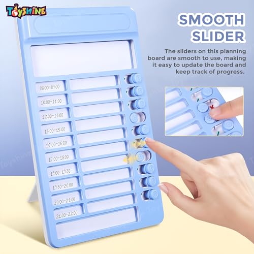 Toyshine Portable Self-Discipline Chores Chart|Schedule Tracker with 15 Pcs Blank Paper Sliding Morning Routine Planner|Daily Checklist Board Perpetual Planning Reminder for Home School Office -Blue - Image 3