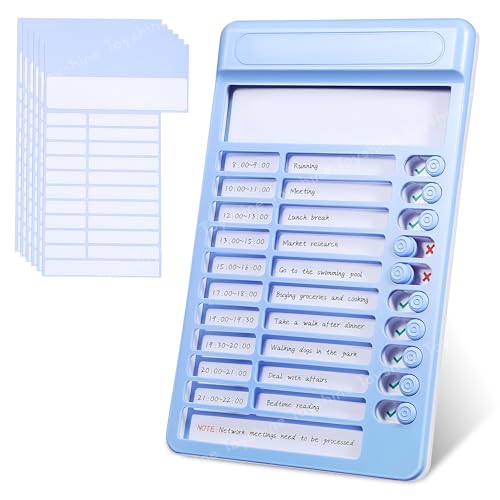 Toyshine Portable Self-Discipline Chores Chart|Schedule Tracker with 15 Pcs Blank Paper Sliding Morning Routine Planner|Daily Checklist Board Perpetual Planning Reminder for Home School Office -Blue - Image 1