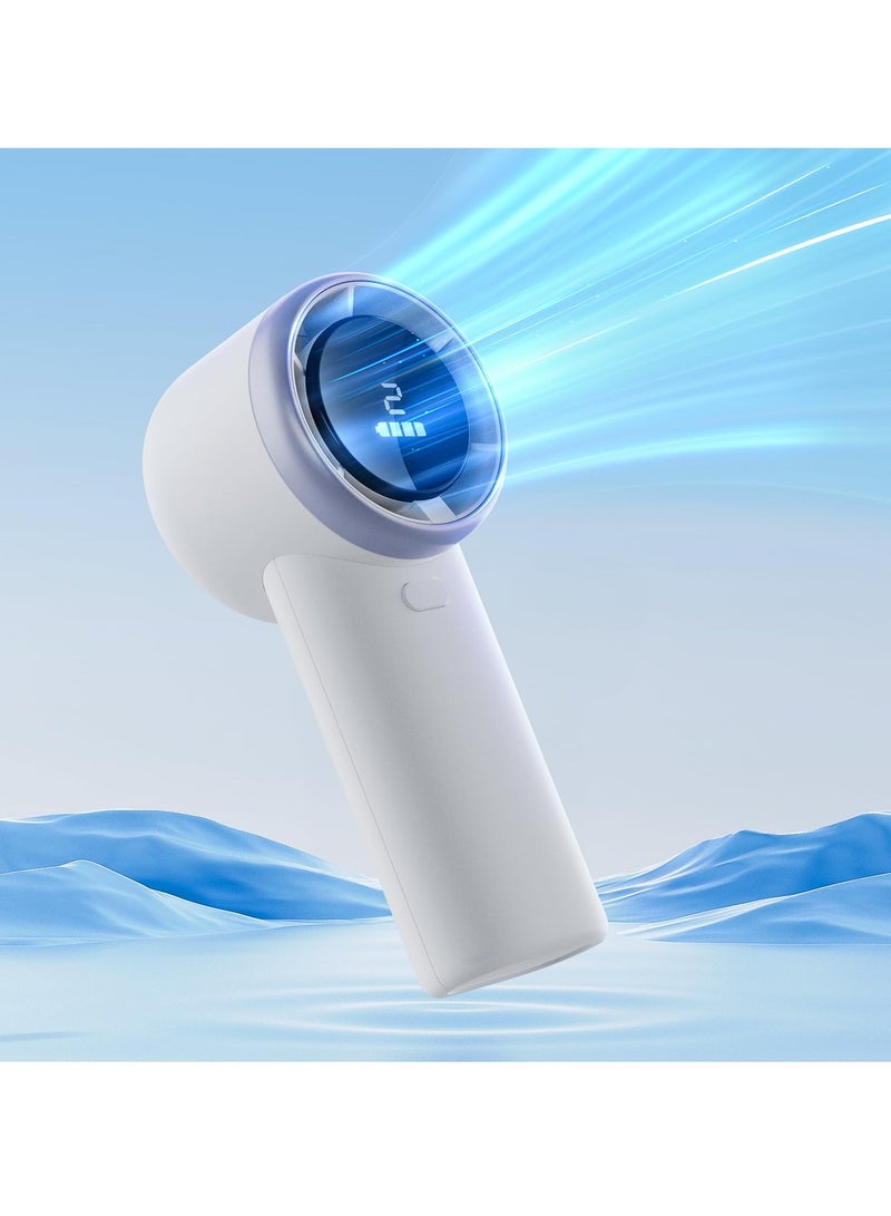 SYOSI Portable Handheld Turbo Fan, 3600mAh Rechargeable Mini Fan with 5 Speeds, Digital Display Personal Fan, Gifts for Women and Men, Camping, Travel, Outdoor, White - Image 1