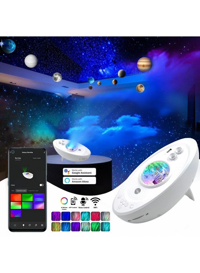TECPHILE Starship Galaxy Night Light Projector Lamp with Bluetooth Speaker, Music Sync, App Control Star Light Projector, 8 White Noise, Moon Lighting and 9 Planets Ceiling Light (Starship Projector) - Image 1