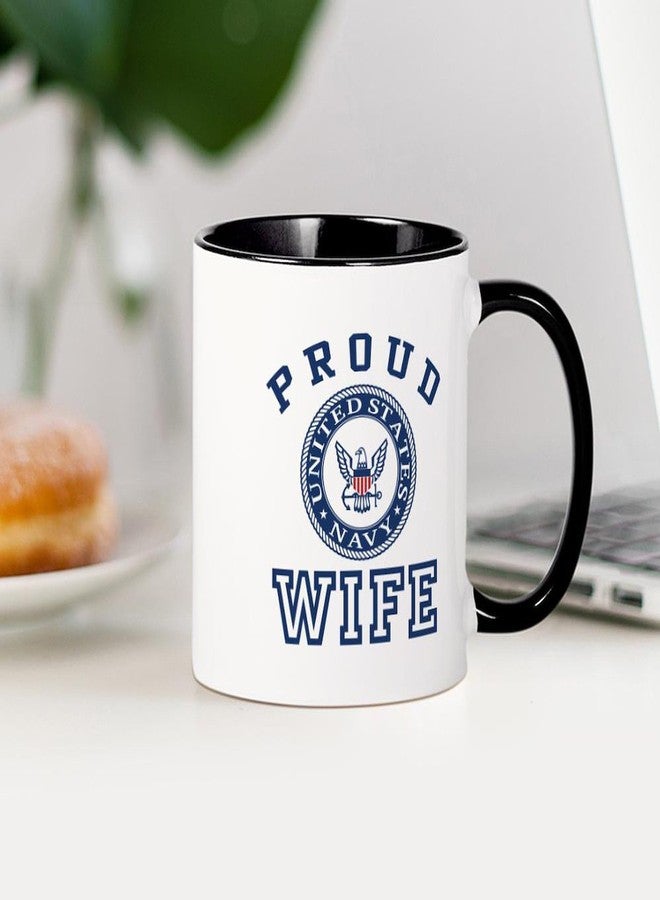 cafe press CafePress Proud US Navy Wife Mug 11 oz (325 ml) Ceramic Coffee Mug - Image 3