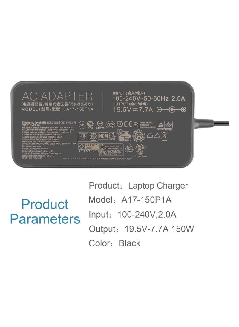 Max Power 19.5V 7.7A 150W Charger A17-150P1A A17-150P2A ADP-150NB Compatible for ASUS ROG GL503G GL503GE GL703G GL703GE GL703GS GL703V GL703VD GL703VM GL503V GL503VD GL503VM FX504GM G53S G53SX G53J Laptop Power  - Image 4