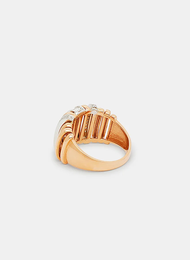 Annaka 18Kt Rose Gold Ring Studded with Natural Diamonds