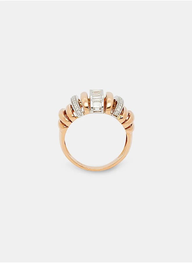 أناكا 18Kt Rose Gold Ring Studded with Natural Diamonds