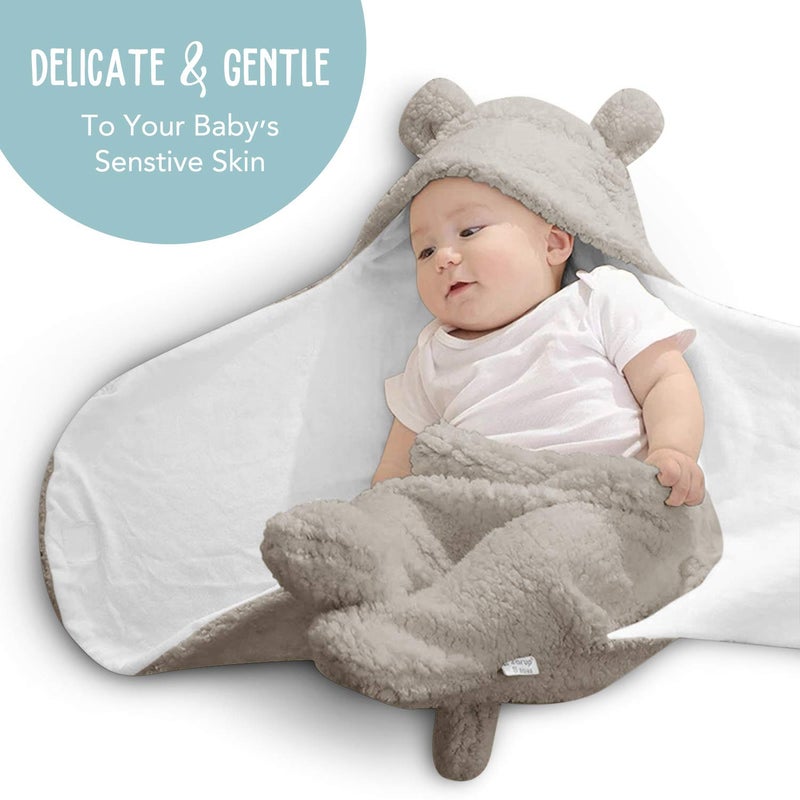 BlueMello Swaddle Blanket | Ultra-Soft Plush Essential for Infants 0-6 Months | Receiving Swaddling Wrap Grey | Ideal Newborn Registry and Toddler Boy Accessories | Perfect Baby Girl Shower Gift - Image 3